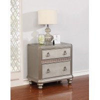 Coaster Furniture 204182 Bling Game 2-drawer Nightstand Metallic Platinum